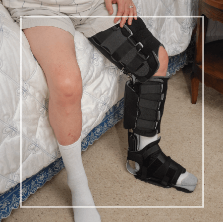 KAFO brace on man's leg